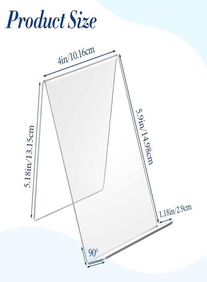 Limbeuuu 12 Pack Acrylic Book Stand, 4x5 Inch Clear Book Display Easel Clear Acrylic Holder for Displaying Picture，Notebooks,Music Sheets Artworks,CDs - Image 2